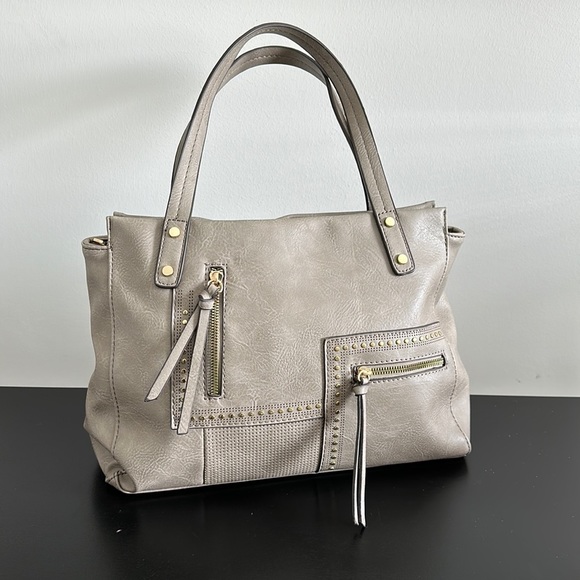 Charming Charlie Handbags - Charming Charlie Medium Grey Zipper Double Compartment Tote